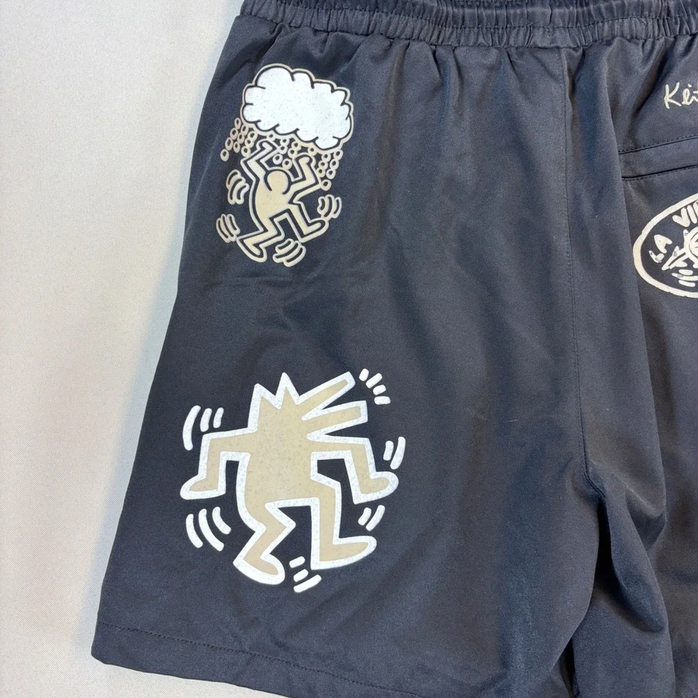 Keith Haring Shoe Palace Shorts Men Medium Black Wearable Pop Art Streetwear